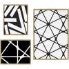 image:imageKate and Laurel Sylvie Elevated Modern Black and White Minimalist Pattern Framed Canvas Wall Art Set by The Creative Bunch Studio Set of 3 16x20 and 23x33 Gold Black and White Art Set for WallGold