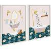 image:imageKate and Laurel Sylvie Floral Sink and Floral Bath Framed Canvas Wall Art Set by Leonora Jennifer Benza of Yellow Heart Art 2 piece 18x24 White Modern Contemporary Bathroom Art Set