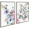 image:imageKate and Laurel Sylvie Ink Wash Floral Left and Right Framed Canvas Wall Art Set by Emma Daisy 2 Piece Set 23x33 Gray Watercolor Botanical Wall Art Set