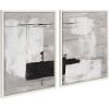 image:imageKate and Laurel Sylvie Line 1 Left and Right Neutral Linen Framed Canvas Wall Art Set by Nikita Jariwala 2 Piece Set 18x24 Black Modern Abstract Monochromatic Geometric Art for WallWhite