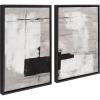image:imageKate and Laurel Sylvie Line 1 Left and Right Neutral Linen Framed Canvas Wall Art Set by Nikita Jariwala 2 Piece Set 18x24 Black Modern Abstract Monochromatic Geometric Art for WallBlack