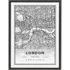 image:imageKate and Laurel Sylvie London Modern Map Framed Canvas Wall Art by Jake Goossen 18x24 Gray Decorative Map of London for Wall