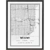 image:imageKate and Laurel Sylvie Miami Modern Map Framed Canvas Wall Art by Jake Goossen 18x24 Gray Decorative Map Art for Wall