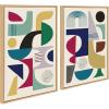 image:imageKate and Laurel Sylvie Mid Century Modern Pattern 01 and 04 Framed Canvas Wall Art Set by Rachel Lee of My Dream Wall 2 Piece 23x33 Natural Vibrant Colorful Modern Abstract Wall Art
