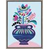 image:imageKate and Laurel Sylvie Mid Century Modern Whimsical Floral Framed Canvas Wall Art by Rachel Lee of My Dream Wall 18x24 Natural Chic Floral Art for WallGrey