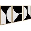 image:imageKate and Laurel Sylvie Minimal Max Mod Set Framed Canvas Wall Art Set by The Creative Bunch Studio 3 Piece 18x24 Natural Black and White Abstract Art Set for WallNatural