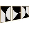 image:imageKate and Laurel Sylvie Minimal Max Mod Set Framed Canvas Wall Art Set by The Creative Bunch Studio 3 Piece 18x24 Natural Black and White Abstract Art Set for WallGold