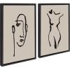 image:imageKate and Laurel Sylvie Minimalist Neutral Line Art Drawing Face and Body Framed Canvas Wall Art Set by The Creative Bunch Studio 2 piece 18x24 Gold Modern Minimal Brushstrokes Art for WallBlack