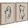 image:imageKate and Laurel Sylvie Minimalist Neutral Line Art Drawing Face and Body Framed Canvas Wall Art Set by The Creative Bunch Studio 2 piece 18x24 Gold Modern Minimal Brushstrokes Art for WallGold