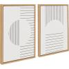 image:imageKate and Laurel Sylvie Modern Statement Stripes 1 and 2 Framed Canvas Wall Art Set by The Creative Bunch Studio 2 Piece Set 18x24 Natural Minimalist Neutral Abstract Wall Dcor