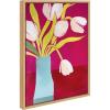image:imageKate and Laurel Sylvie Pink Tulips Framed Canvas Wall Art by Emma Daisy 18x24 Natural Decorative Simple Botanical Wall Dcor