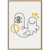 image:imageKate and Laurel Sylvie Still Here Framed Canvas Wall Art by Shatha Al Dafai 23x33 Natural Whimsical Line Drawing Abstract Art Print for Wall