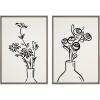 image:imageKate and Laurel Sylvie Still Life Flowers in Vases Framed Linen Textured Canvas Wall Art Set by The Creative Bunch Studio 23x33 Gray Decorative Floral Art for WallGrey