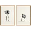 image:imageKate and Laurel Sylvie Still Life Sketched Botanical Flower Vase Art Set on Framed Linen Textured Canvas by The Creative Bunch Studio 18x24 Natural Illustrated Chic Floral Still LifeNatural