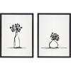 image:imageKate and Laurel Sylvie Still Life Sketched Botanical Flower Vase Art Set on Framed Linen Textured Canvas by The Creative Bunch Studio 18x24 Natural Illustrated Chic Floral Still LifeBlack