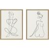 image:imageKate and Laurel Sylvie Thinking of You Line Art and Sitting Beauty Framed Linen Textured Wall Art by Rachel Lee of My Dream Wall 2 Piece 18x24 Gold Decorative Abstract Line Art for WallNatural