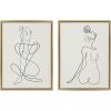 image:imageKate and Laurel Sylvie Thinking of You Line Art and Sitting Beauty Framed Linen Textured Wall Art by Rachel Lee of My Dream Wall 2 Piece 18x24 Gold Decorative Abstract Line Art for WallGold
