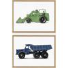 image:imageKate and Laurel Sylvie Vintage Toy Tractor Green and Vintage Toy Dump Truck Blue Framed Canvas Wall Art Set by Saint and Sailor Studios 2 Piece 18x24 Natural Retro Farm Toy ArtNatural