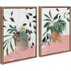 image:imageKate and Laurel Sylvie Wild Foliage l and II Framed Canvas Wall Art Set by Nikita Jariwala 2 Piece Set 18x24 Natural Modern Painted Greenery Bouquet Art for WallGold
