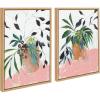 image:imageKate and Laurel Sylvie Wild Foliage l and II Framed Canvas Wall Art Set by Nikita Jariwala 2 Piece Set 18x24 Natural Modern Painted Greenery Bouquet Art for WallNatural