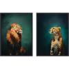 image:imageKate and Laurel Twlight Lion and Cheetah 2 Piece Framed Canvas Wall Art Set by The Creative Bunch Studio Sylvie Beaded Black Modern Contemporary Animal Art for Wall Decor
