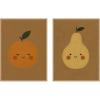 image:imageKate and Laurel Vintage Smiling Pear amp Orange 2 Piece Framed Canvas Wall Art Set by Laura Moss Sylvie Natural Whimsical Kid Art for Wall Decor