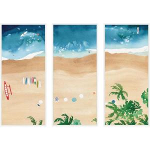 image:imageKate and Laurel A Day of Play Vibrant 3 Piece Framed Canvas Wall Art Set by Janet Meinke Lau Sylvie White Coastal Beach Art for Wall Decor