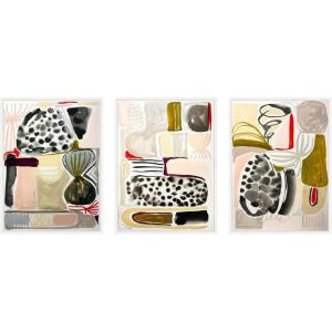 image:imageKate and Laurel Abstract 12 and 3  set of 3 18x24 Framed Canvas Wall Art Set by Emma Daisy Sylvie White Modern Contemporary Abstract Art for Wall Decor Living Room Bedroom