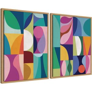 image:imageKate and Laurel Abstract 2 Piece Framed Canvas Wall Art Set by Rachel Lee Sylvie Natural Modern Contemporary Abstract Art for Wall Decor