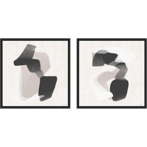image:imageKate and Laurel Abstract Neutral 01 amp 02 2 Piece Framed Canvas Wall Art Set by Gabrielly Guedes Sylvie Black Modern Contemporary Abstract Art for Wall DecorSylvie Black