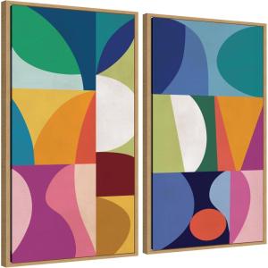 image:imageKate and Laurel Abstract Panels 2 Piece Framed Canvas Wall Art Set by Rachel Lee Sylvie Natural Modern Contemporary Abstract Art for Wall Decor