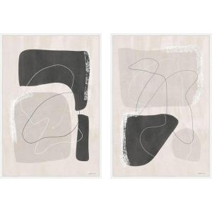 image:imageKate and Laurel Abstract Shapes 01 amp 02 2 Piece Framed Canvas Wall Art Set by Gabrielly Guedes Sylvie White Modern Contemporary Abstract Art for Wall Decor