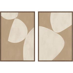 image:imageKate and Laurel Balance 01amp 02 2 Piece Framed Canvas Wall Art Set by Gabrielly Guedes Sylvie Walnut Modern Contemporary Abstract Art for Wall Decor