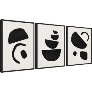 image:imageKate and Laurel Black Geometric Abstract 1 and 2 Set of 3 18x24 Framed Canvas Wall Art Set by July Art Prints Sylvie Black Black amp White Abstract Art for Wall Decor Living Room Bedroom