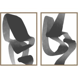 image:imageKate and Laurel Black and White Abstract 01 amp 02 2 Piece Framed Canvas Wall Art Set by Gabrielly Guedes Sylvie Dark Gold Modern Contemporary Abstract Art for Wall Decor