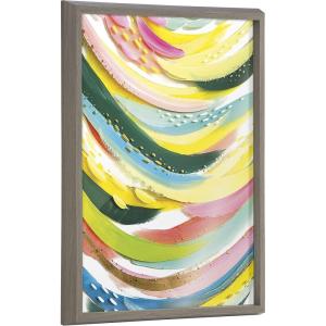 image:imageKate and Laurel Blake Brushstroke 120 Framed Printed Glass Wall Art by Jessi Raulet of Ettavee 18x24 Gray Decorative Colorful Abstract Art Print for Wall