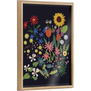 image:imageKate and Laurel Blake Dark Flora Framed Printed Glass Wall Art by Hannah Beisang 18x24 Natural Decorative Floral Art Print for Wall