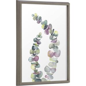 image:imageKate and Laurel Blake Eucalyptus 2 Branches Framed Printed Glass Wall Art by Emily Marie Watercolors 18x24 Gray Decorative Succulent Art for WallGray