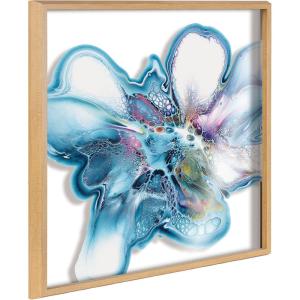 image:imageKate and Laurel Blake Indigo Blooms Framed Printed Acrylic Wall Art by Xizhou Xie 24x24 Natural Modern Abstract Bright Botanical Flower ArtNatural