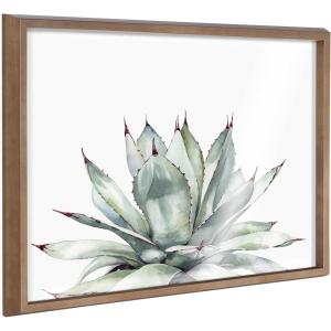 image:imageKate and Laurel Blake Parrys Agave Framed Printed Glass Wall Art by Emily Marie Watercolors 18x24 Gold Modern Botanical Succulent Wall DcorGold