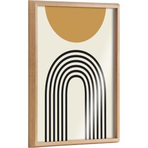 image:imageKate and Laurel Blake Retro Mountain Sunrise Framed Printed Glass Wall Art by The Creative Bunch Studio 18x24 Natural Mid Century Inspired Minimalist Abstract Art