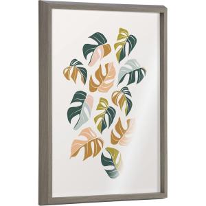 image:imageKate and Laurel Blake Tropical Leaves 02 Framed Printed Glass Wall Art by Alicia Schultz 18 x 24 Natural Decorative Tropical Art for WallGray