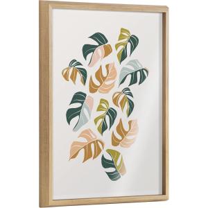 image:imageKate and Laurel Blake Tropical Leaves 02 Framed Printed Glass Wall Art by Alicia Schultz 18 x 24 Natural Decorative Tropical Art for WallNatural