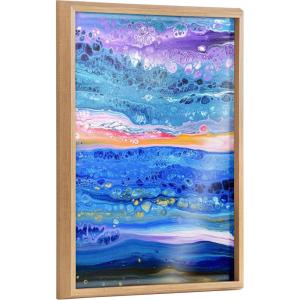 image:imageKate and Laurel Blake Tropical Tides Framed Printed Glass Wall Art by Xizhou Xie 18x24 Natural Modern Abstract Bright Landscape Art for Wall