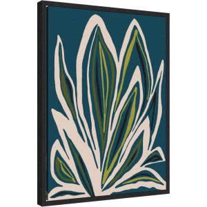 image:imageKate and Laurel Blue Flora 1 Framed Canvas Wall Art by Alicia Bock 18 x 24 Sylvie Black Modern Abstract Flowers Art for Wall Decor Living Room Bedroom