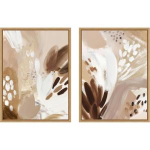 image:imageKate and Laurel Botanical Splash I amp II 2 Piece Framed Canvas Wall Art Set by Amy Lighthall Sylvie Natural Modern Contemporary Abstract Art for Wall Decor