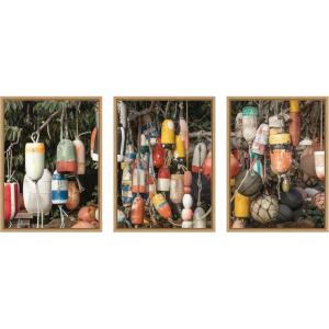 image:imageKate and Laurel Buoys No 1 No 2 and No3 3 Piece Framed Canvas Wall Art Set by Emiko and Mark Franzen F2 Images Sylvie Natural Coastal Beach Art for Wall Decor