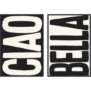 image:imageKate and Laurel Ciao Bella Typography Black and White 2 Piece Framed Canvas Wall Art Set by Lucky Guava Sylvie Beaded Black Modern Contemporary Typography Art for Wall Decor