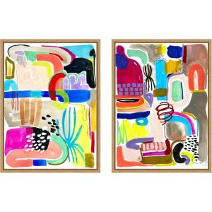 image:imageKate and Laurel Colorful Abstract 10 and 12  set of 2 18x24 Framed Canvas Wall Art Set by Emma Daisy Sylvie Natural Modern Contemporary Abstract Art for Wall Decor Living Room Bedroom