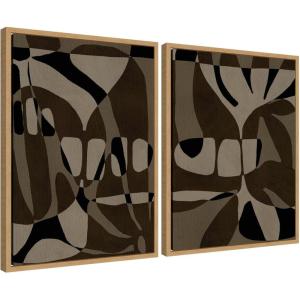 image:imageKate and Laurel Contour 1 and 2 Set of 2 18x24 Framed Canvas Wall Art Set by Shatha Al Dafai Sylvie Natural Modern Abstract Art for Wall Decor Living Room Bedroom